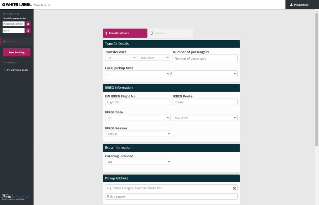 IROPS request form in the Airline Portal